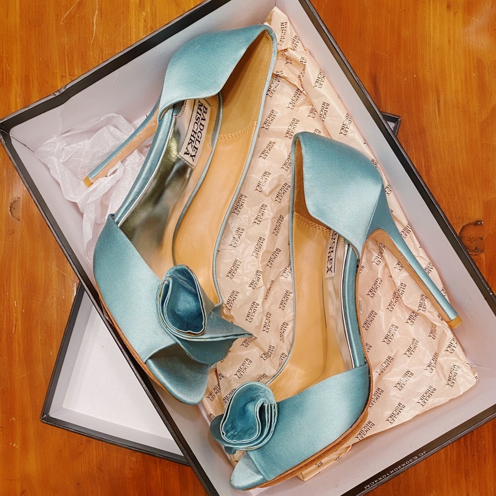 BADGLEY MISCHKA | Tarian II | blue satin heels